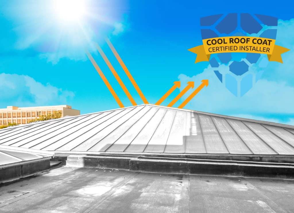 Cool Roof Coating example reflects sunlight rays and heat